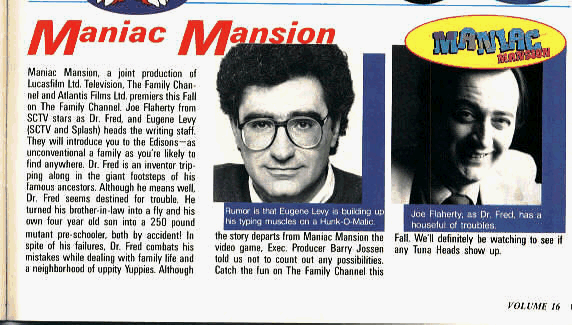Nintendo Power Issue #16 (September/October 1990) Maniac Mansion Feature -- stub about the television show.