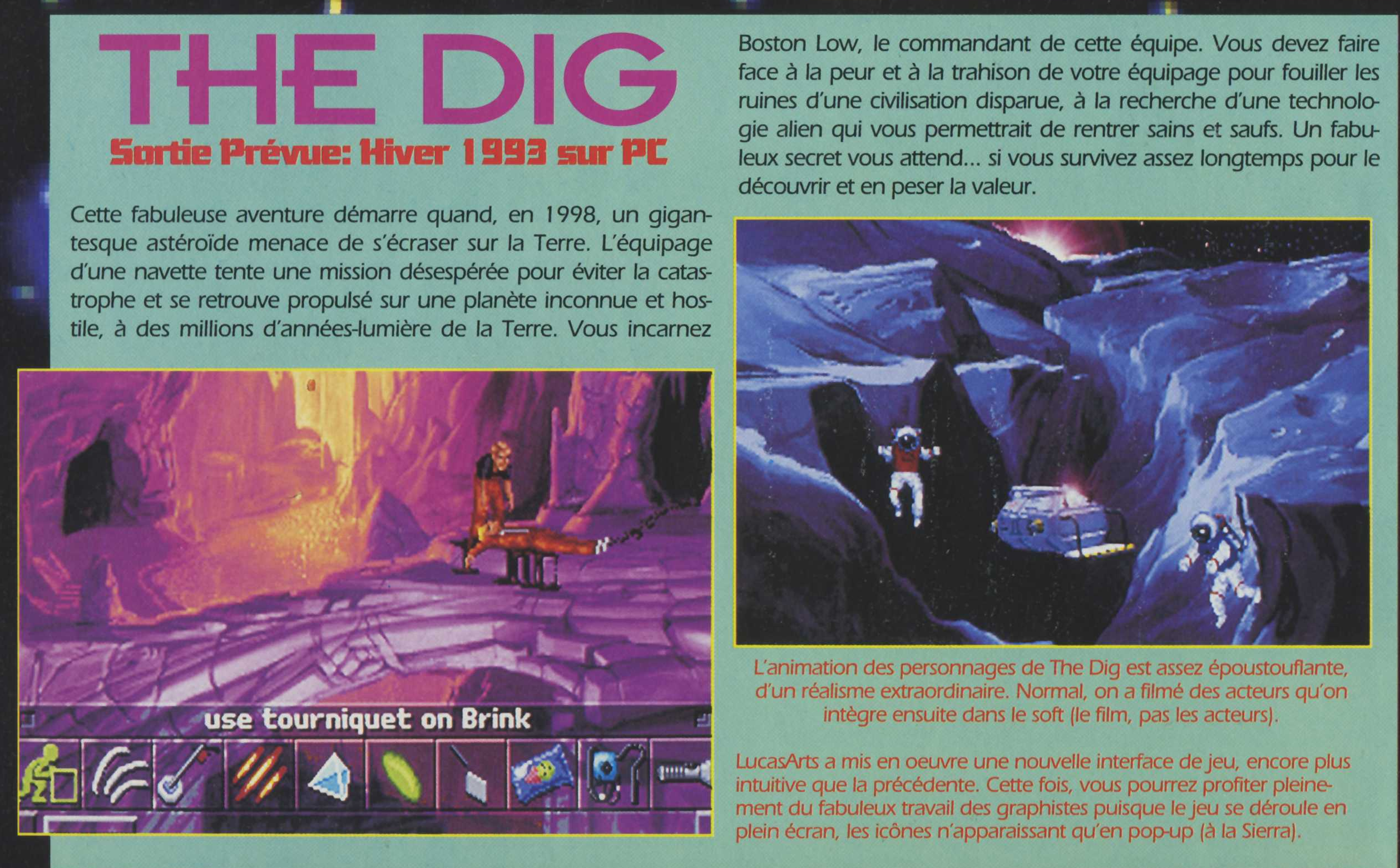 The Dig article from Joystick magazine, 1993 (page 1)