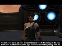 Tavion, Desann's lackey. Aside from being evil, she has no fashion sense at all.