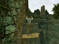 Indy takes a running jump, one of many he'll have to make during <i>Emperor's Tomb</i>