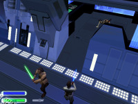 Obi-Wan and Qui-Gon in the Trade Federation ship corridors