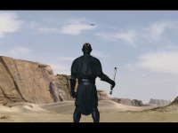 Darth Maul looks up at the departing ship