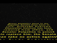 The game summarizes the middle of the movie with a large text crawl.