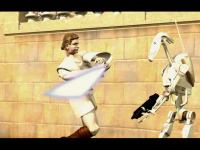 Obi-Wan attacks a battle droid
