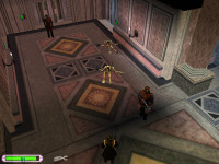 The Queen and Panaka stand in the palace corridor