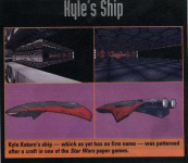 Early model for Kyle's ship, the <i>Moldy Crow</i>. (Scanned from a 1995 PC Gamer US.)