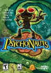 The awesome Psychonauts box art, drawn by Scott Campbell.  The final box features the newer Majesco logo and a blurb from the Play.com review.