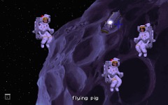 The three astronauts and the Pig on Attila's surface