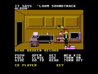In the NES version of the game, the broken record reads as "Loom soundtrack record."  Upon putting it on the Victrola, what sounds like the first few notes of The Glass City theme plays.