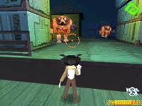 A pre-alpha DS screenshot, showing Chrys aiming at an enemy.