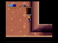 Zeke heads for the exit in a pyramid level.