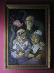 The Edisons: art-work by Steve Purcell, which was painted for the back of the box of the "Enhanced" version of the game. This painting is hung up on a wall in his house. Neato!