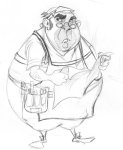 Fat dude concept sketch. 