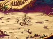  If you take a gander at the informative plaque before picking up the torn in the quicksand, you'll learn that "papapishu!" is the native word for "youch!". Guybrush will use "papishu" instead of "youch" for the rest of the game if you look at the plaque. If not, he'll stick with "youch".