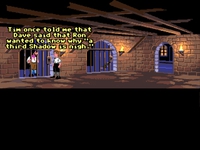 In the demo, Otis gives his response to the secret password in reference to LOOM.  Tim (Schafer), Dave (Grossman), and Ron (Gilbert) designed The Secret of Monkey Island