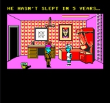The Nintendo censors thought the conversation between Ed and Edna implied cannibalism, so the NES version states he hasn't slept in 5 years, which Douglas Crockford reasons is the reason Fred's never seen in his bedroom