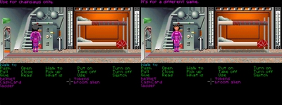 In Maniac Mansion there was a chainsaw without any gas, here there's gas "for chainsaws only"