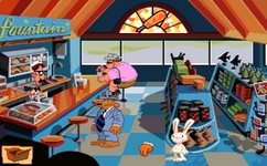 Bernard from Day of the Tentacle works at Snuckeys (as a joke on how all Stuckey's are the same, Bernard appears at all three locations with different combinations of his glasses and mustache)