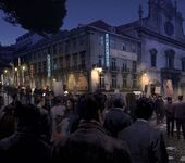 The Buenos Aires protests as the tear gas starts to fly… unrealised scene from Indy 5. 10 points if you recognise the European location doubling for Buenos Aires!