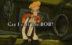 Bob was of course LeChuck's first mate (or something like that) in MI1. He had a tendency to lose his head, which explains why Guybrush feels like calling Murray for 'Bob'.